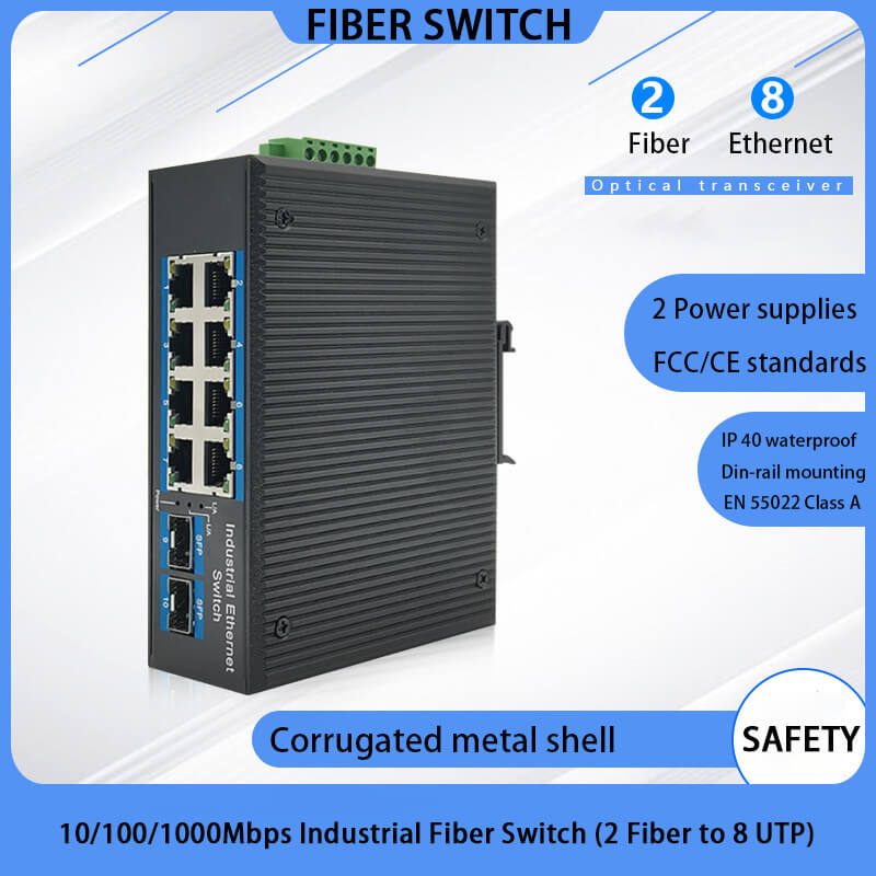 10-Port Gigabit Ethernet Industrial Fiber Converter SFP Switch