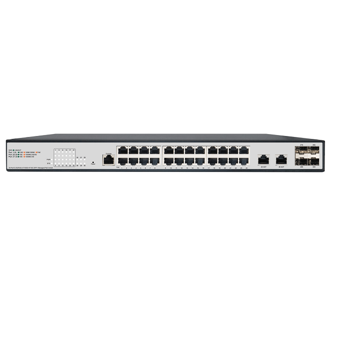 24 Ports 2.5gbe Poe Switch 802.3bt with 6 Ports 10g Uplink 2*10g RJ45+4*10g SFP+